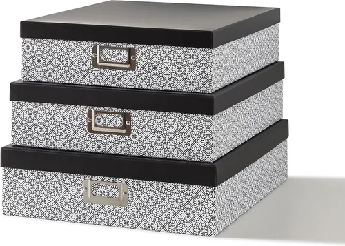 Miniatura 9 de SLPR Cajas de almacenamiento decorativas con tapas para decoración del hogar, juego de 3: almacenamiento de fotos en blanco y negro, cajas de cartón