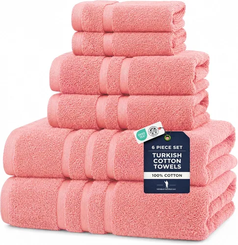 Miniatura 22 de Veteran Textile LLC - 6 piezas - Algodón turco - Juego de toallas de lujo para baño y cocina, 2 toallas de baño, 2 toallas de mano y 2 paños de baño