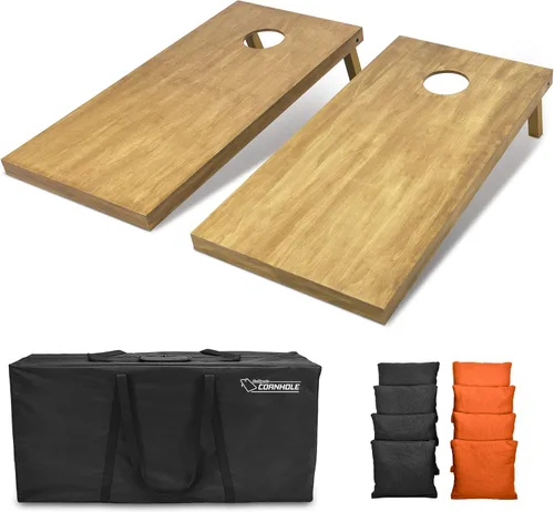 Miniatura 105 de GoSports 4 ft x 2 ft Regulation Size Wooden Cornhole Boards Set with Light Brown Finish - Includes Carrying Case and Bean Bags Negro- gris