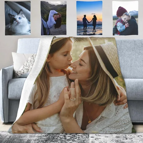 Manta personalizada con fotos, manta mullida de felpa, cálida y antibolitas, manta suave de franela para sofá, cama, sofá, exteriores, cumpleaños,