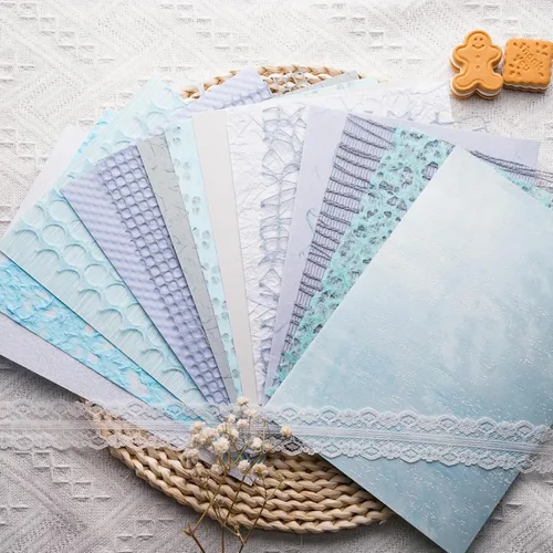 Miniatura 10 de 15 piezas hechas a mano para álbumes de recortes, papel texturizado para manualidades, hojas A5, mezcla especial para álbumes de recortes, diario