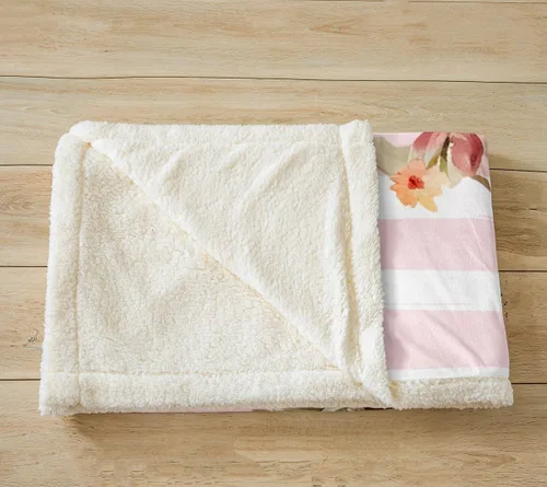 Miniatura 3 de Manfei Manta floral con diseño de caballo y acuarela, para decoración de habitación de niños y niñas, manta con estampado de rayas rosas para sofá