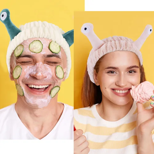 Miniatura 4 de Atoden Snail Spa Set – Pulsera y diadema para lavado facial, bonito diseño de animales para mujeres y niñas, beige, caqui, marrón