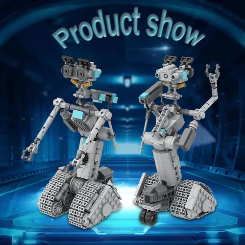 Miniatura 6 de Juguetes de Construcción de Robot Johnny 5, Figuras de Robot de la Película Cortocircuito, Kit de Construcción de Modelo de Robot, Set de Bloques