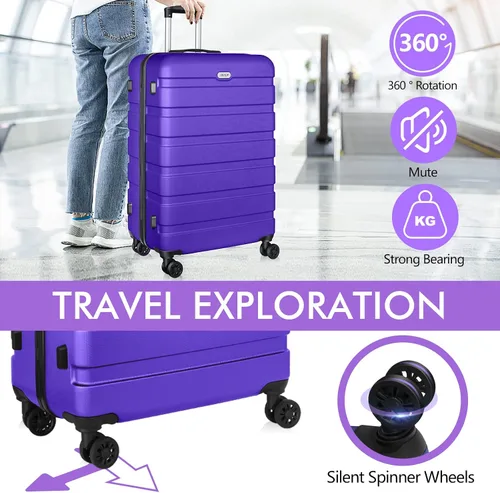 Miniatura 4 de AnyZip Maleta ligera de policarbonato ABS con 4 ruedas universales TSA Lock, Púrpura violeta