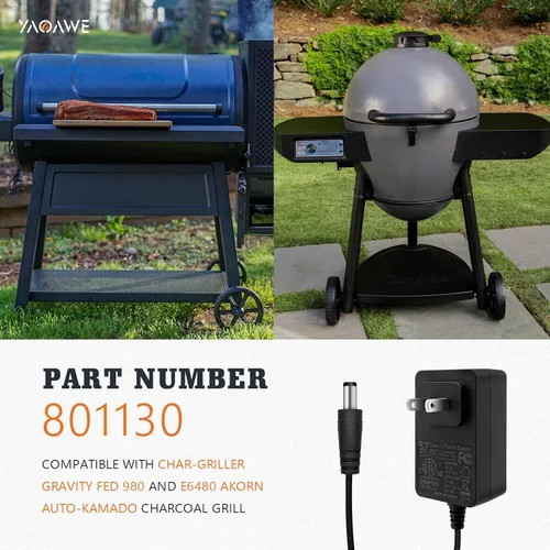 Miniatura 5 de YAOAWE Adaptador de corriente de repuesto para parrilla Char-Griller Gravity Fed 980 y E6480 Akorn Auto-Kamado Charcoal Grill, pieza de cable