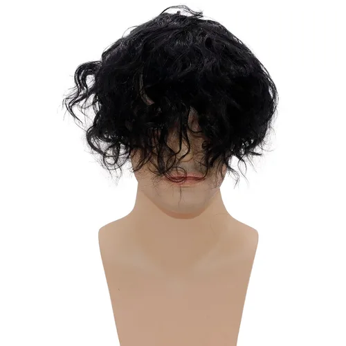 Miniatura 2 de Rizado Hombres Toupee - Sistemas de reemplazo de cabello humano para hombres, postizo de 0.787 in, rizado con bucle en V, pelucas de poliuretano