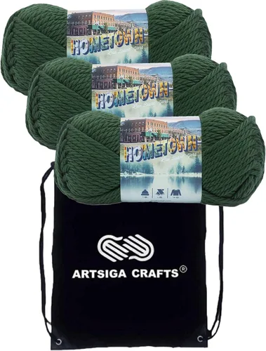 Miniatura 15 de Lion Brand Hometown New York White 135-100 (3 madejas - mismo lote de tinte) #6 S Bulky - Hila acrílica para crochet y tejer con bolsa para proyectos