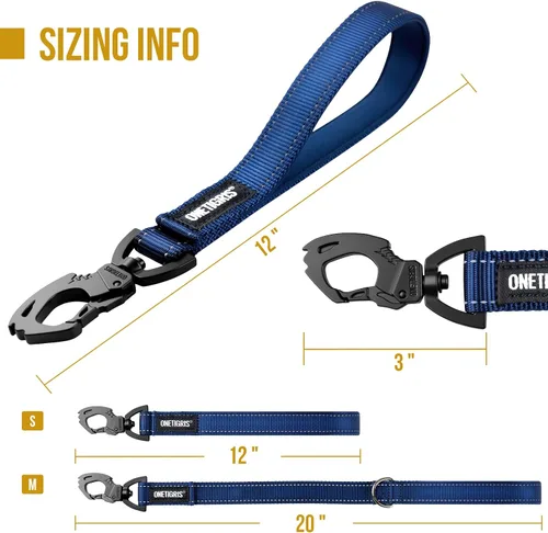 Miniatura 2 de OneTigris Bolt - Correa corta de tráfico para perros pequeños, medianos y grandes (azul, S)