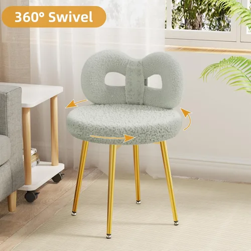 Miniatura 3 de ROOMTEC Silla de tocador giratoria con respaldo, silla de escritorio tapizada para niñas, tocador de maquillaje moderno para dormitorio, sala