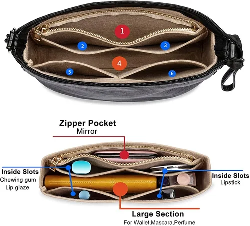 Miniatura 3 de HyFanStr Organizador pequeño con cremallera, organizador de bolsas de fieltro para mujer