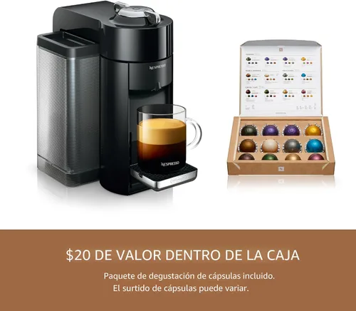 Miniatura 8 de Máquina de café y espresso Nespresso Vertuo de De'Longhi, color negro piano con espumador de leche Aeroccino Negro (Piano Black)