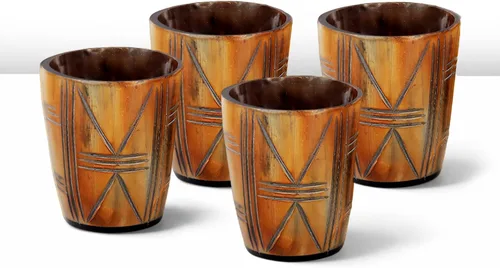 Miniatura 50 de Handicrafts Home Juego de 4 vasos de chupito hechos a mano, patrón entrecruzado de 6.5 onzas, chupitos de whisky vikingo naturales para cócteles