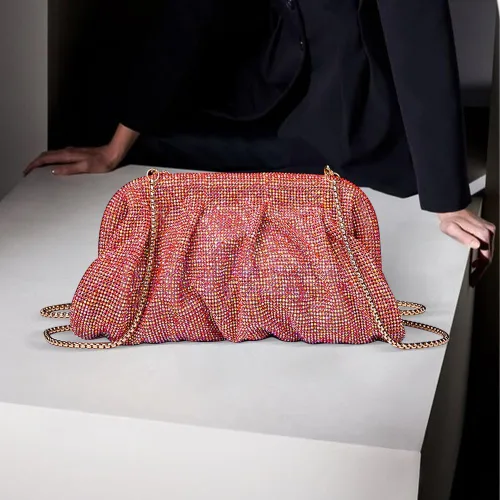 Miniatura 6 de MOISTRI Bolso de noche con diamantes de imitación para mujer, bolso de hombro brillante para fiesta, bolso cruzado de boda