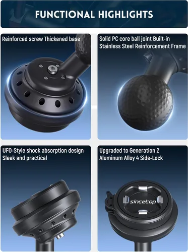 Miniatura 6 de sincetop Soporte universal de teléfono para motocicleta con bola de 1 pulgada con módulo amortiguador de vibraciones, motor de liberación rápida
