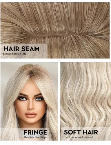 Miniatura 5 de HAIRCUBE Pelucas largas onduladas para mujer, peluca de pelo sintético para uso diario