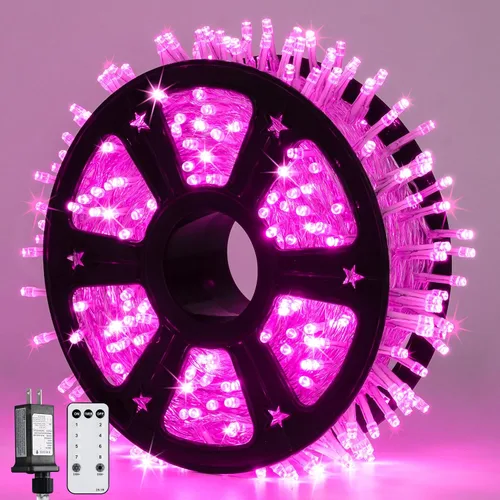 Miniatura 10 de JMEXSUSS 150 luces LED azules de Navidad para interiores y exteriores, luces de cadena conectables de 59 pies con enchufe, 8 modos de luces de hadas