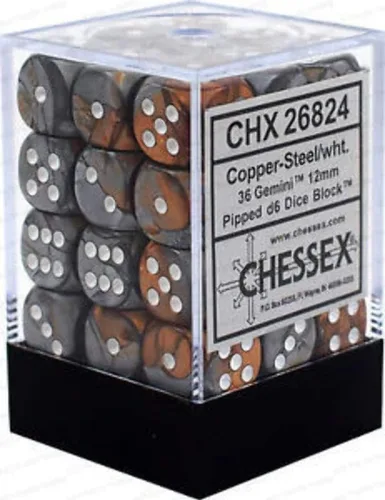 DND - Juego de dados Chessex D&D de 0.472 pulgadas, juego de dados poliédricos de cobre, acero y plástico blanco Géminis, Dungeons and Dragons,