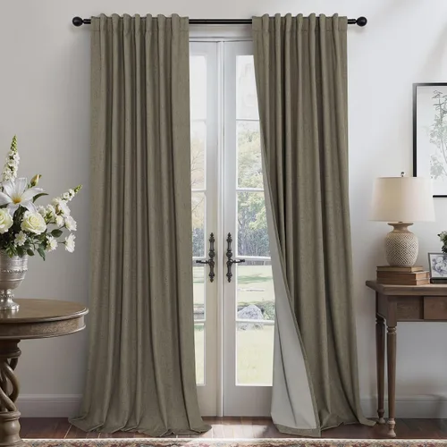 Miniatura 17 de Pitalk Cortinas cortas 100% opacas de lino para cafetería, 40 pulgadas de largo, 2 paneles, cortinas de puerta francesa para ventana, cortina