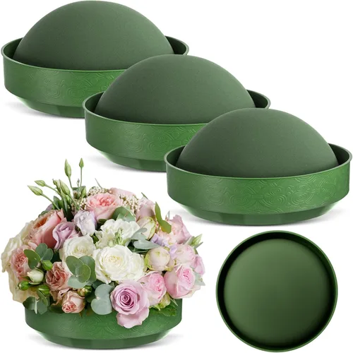 Miniatura 7 de 8 juegos redondos de espuma floral, 5.5 x 2.7 pulgadas, media bola de espuma de flores redondas secas con cuenco para arreglos de plantas