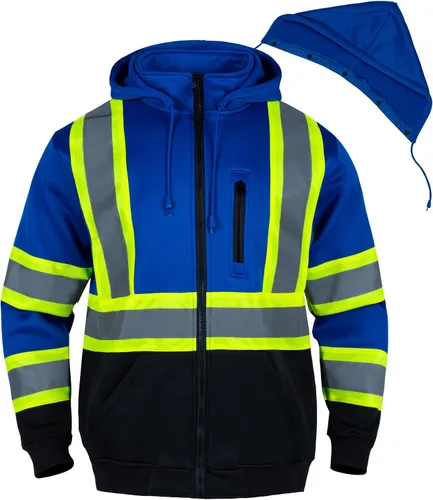FONIRRA Sudadera con Capucha de Alta Visibilidad para Hombre, Reflectante, ANSI Clase 3, Sudaderas de Seguridad Hi Vis, Chaquetas de Trabajo de