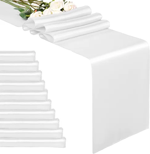 Miniatura 18 de Paquete de 20 caminos de mesa dorados de satén de 12 x 108 pulgadas de largo para bodas, decoraciones para fiestas de cumpleaños, banquetes
