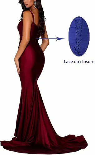 Miniatura 2 de Vestidos largos de satén formales para mujer, vestidos de fiesta de noche elegantes de sirena