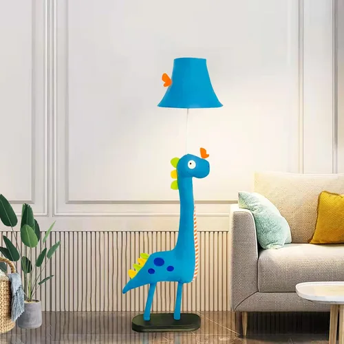 Miniatura 3 de HERBESTBAY Lámpara de pie para niños, diseño de dinosaurio azul, lámpara de pie moderna de 50 pulgadas para dormitorio, lámpara de pie cosida a mano