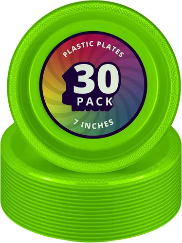 Miniatura 14 de DecorRack 30 platos pequeños de plástico, resistentes de 7 pulgadas, desechables para fiestas de cumpleaños de niños, platos de postre para tartas