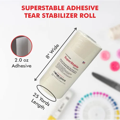 Miniatura 2 de Superpunch Estabilizador adhesivo blanco para bordado, rollo de 8 pulgadas x 25 yardas, estabilizadores superestables de bordado a máquina, 2.0