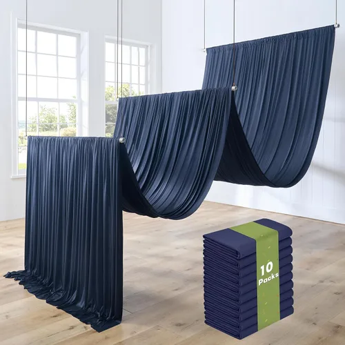 Miniatura 34 de 2 paneles de cortinas de techo beige de 5 x 30 pies para fiestas de boda – 30 pies extra largas de poliéster grueso sin arrugas, decoración