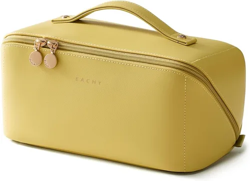 Miniatura 69 de EACHY Bolsa de Maquillaje de Viaje, Bolsas de Cosméticos de Gran Capacidad para Mujeres, Bolsa Portátil Impermeable que se Abre Plana, Bolsa de Aseo
