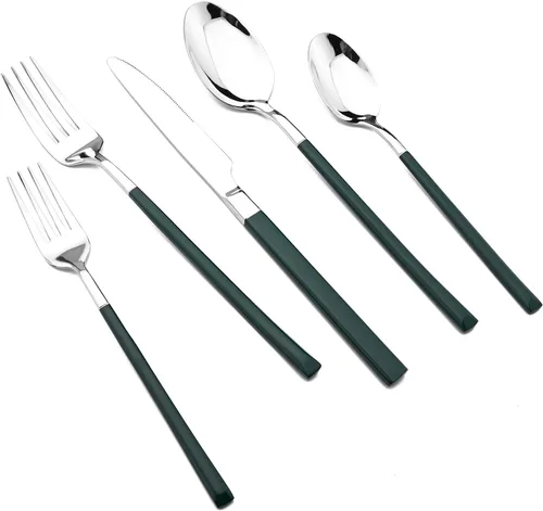 Miniatura 10 de JASHII Juego de cubiertos de acero inoxidable 18/10 para 1, regalo resistente, utensilios de comida, pulido con espejo, apto para lavavajillas