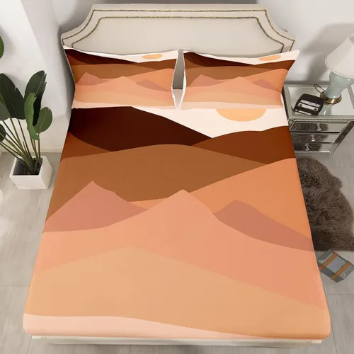 Miniatura 11 de Erosebridal Sábanas de cama modernas de mediados de siglo, sábana bajera con estampado de luna, tamaño individual, minimalismo, sábanas de montaña