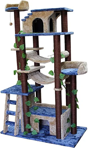 Miniatura 8 de CozyCatFurniture Árbol de gato resistente para gatos grandes con dos hamacas, condominio enorme y cama XXL en la parte superior