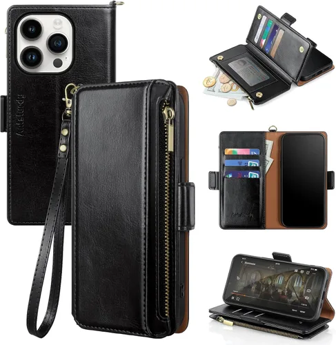 Miniatura 19 de Antsturdy Compatible con iPhone 15 Pro Max Funda Cartera para Mujeres【Bloqueo RFID】Funda de Teléfono Cruzada de Cuero PU con Cremallera y Correa