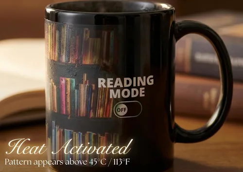 Miniatura 3 de Onebttl Regalos para amantes de los libros, taza que cambia de color, taza de café de cerámica con modo de lectura, regalo para lectores, ratones