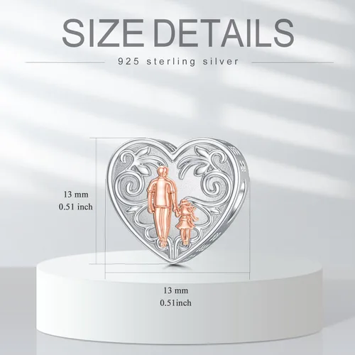 Miniatura 92 de PROESS Dije para padre, madre e hija, pulsera de plata de ley para pulseras, regalos de cumpleaños, día de San Valentín, para hija, madre, amante