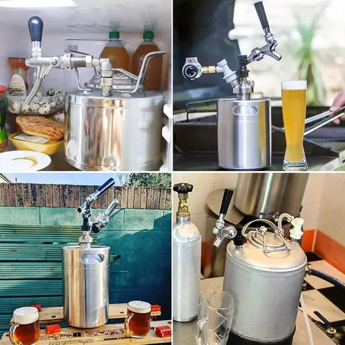 Miniatura 6 de Juego de 2 pares de postes de barril de bloqueo de bola, acero inoxidable, cerveza, Cornelius, barril de maíz, desconexión rápida, gas + líquido