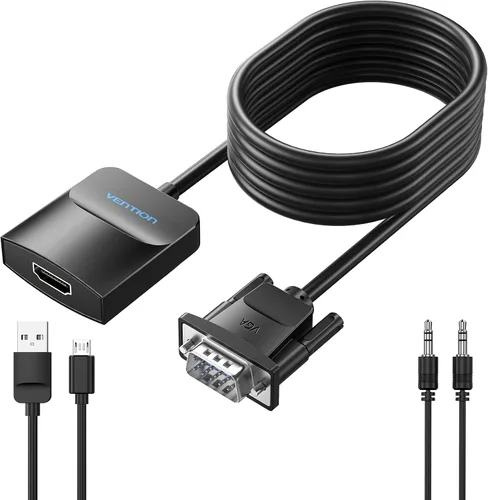Miniatura 13 de VENTION Paquete de 3 adaptadores VGA a HDMI - 1080P Dongle de vídeo, adaptador convertidor VGA con cable de audio (0.15 m), macho a hembra para PC