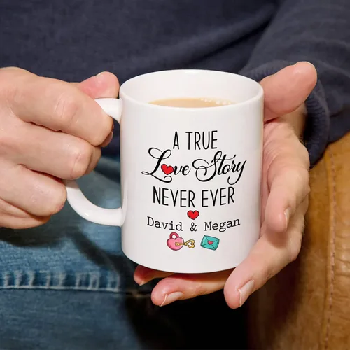 Miniatura 3 de A True Love Story Never Ever Taza, regalos de boda, regalos de pareja con foto personalizada para él y ella, taza de café con imagen de pareja, taza