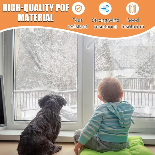 Miniatura 5 de Kit de aislamiento de ventana de 62×236 pulgadas para invierno - Endurecer plástico para 5 ventanas interiores para invierno, película retráctil