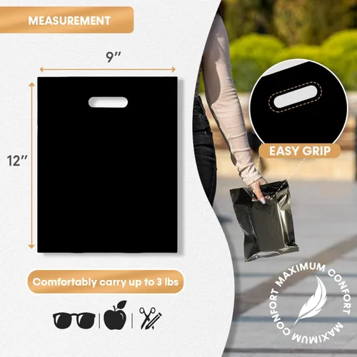 Miniatura 2 de Bolsas de mercancía de plástico MMSBAGS para venta al por menor, con asas troqueladas, fuertes, resistentes al desgarro, diferentes tamaños