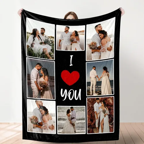 Miniatura 9 de YESCUSTOM Manta de fotos personalizada con 10 textos de fotos, fabricada en Estados Unidos, regalo para familiares, amigos, amantes para cumpleaños