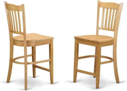 Miniatura 3 de East West Furniture EDGR3-OAK-W - Juego de mesa de comedor de 3 piezas de altura para encimera de cocina, contiene una mesa redonda de madera