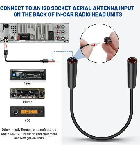 Miniatura 3 de Anina Adaptador de antena de radio de coche hembra a hembra Conector aéreo universal Cable de extensión de antena de radio