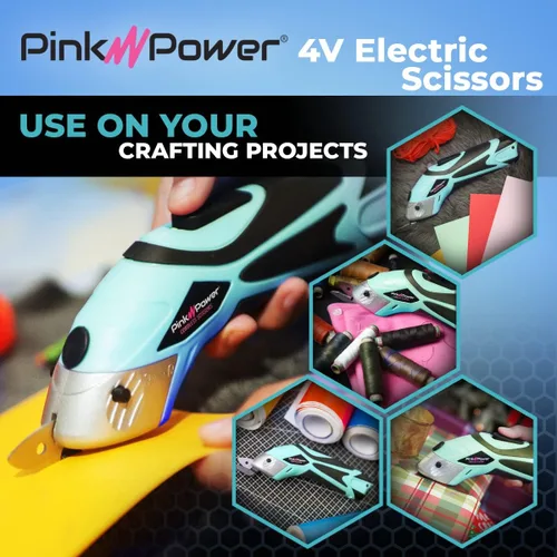 Miniatura 4 de Pink Power - Tijeras eléctricas de tela para manualidades, costura, cartón, alfombra y scrapbooking - Herramienta de corte de alta resistencia