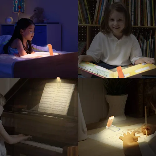 Miniatura 2 de HONWELL Luz de libro recargable, luces LED de lectura con clip para niños que leen en la cama, 3 niveles de brillo, luz de marcador regulable