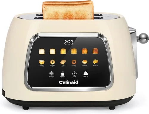 Miniatura 9 de Tostadora de 2 Rebanadas con Pantalla Táctil Inteligente, Tostadora Digital Retro de Acero Inoxidable con Ranura Extra Ancha de 1.5'', Función