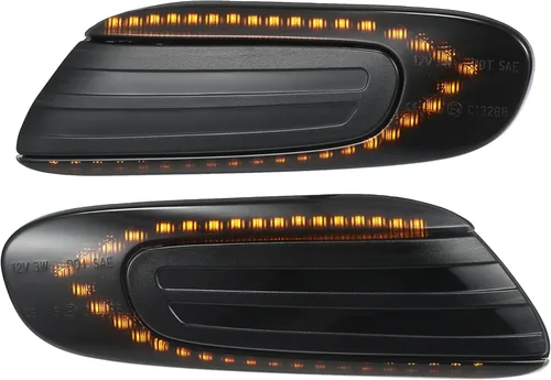Señal de giro LED con marcador lateral secuencial No.63137298351 para Mini Cooper F55 F56 F57 2014-2021 Lente ahumada de plástico ámbar (Juego de 2)